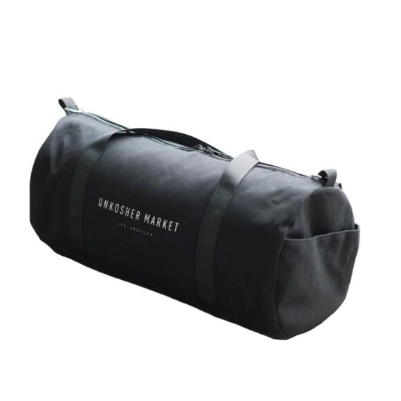 Shvitz it Out Gym Bag UNKOSHER MARKET Black Canvas Removable Strap - Picture 2 of 5